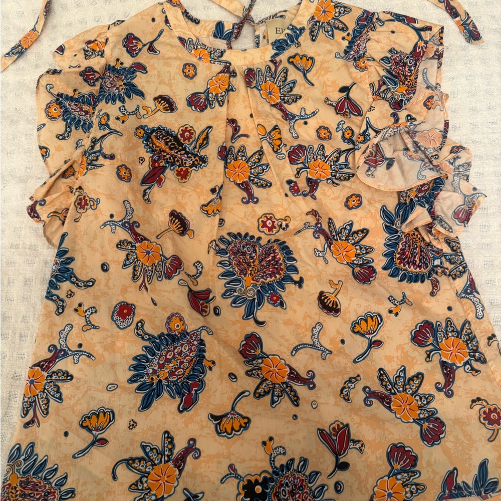 Elie Tahari Multicolor Floral Blouse Size Large